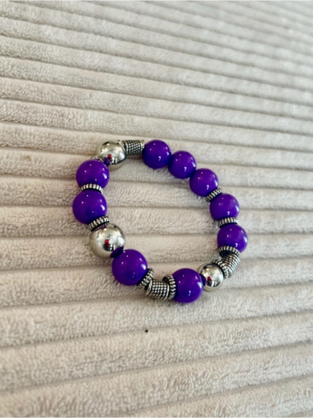 paparazzi Purple Beaded Bracelet with Silver Accents